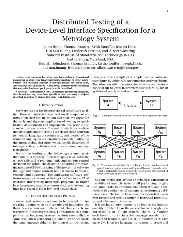 (PDF) Distributed Testing of a DeviceLevel Interface Specification for