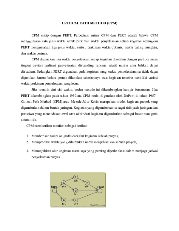 (DOC) CRITICAL PATH METHOD CPM
