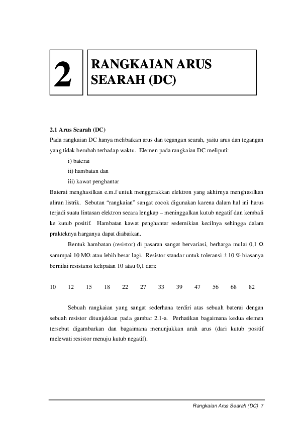 Pdf Rangkaian Arus Searah Dc 2 Chaidar Sativa Academia Edu