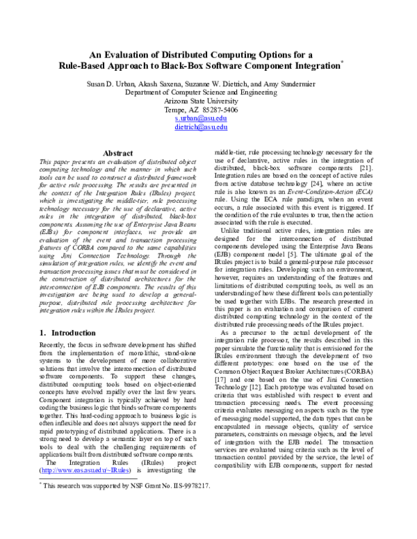 (PDF) An evaluation of distributed computing options for a rule-based ...