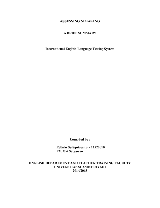 (PDF) A Brief Summary of Speaking Assessment HD Brown. Edwin