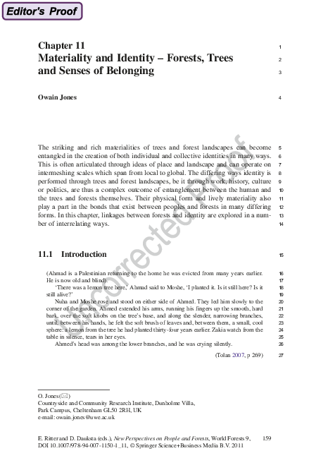(PDF) Materiality and Identity–Forests, Trees and Senses of Belonging