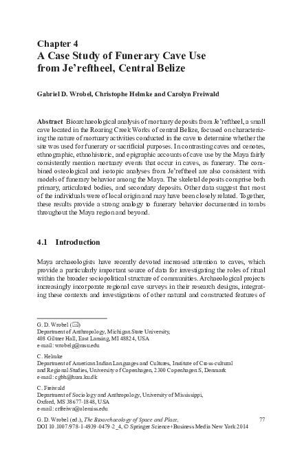 A Case Study of Funerary Cave Use from Je’reftheel, Central Belize