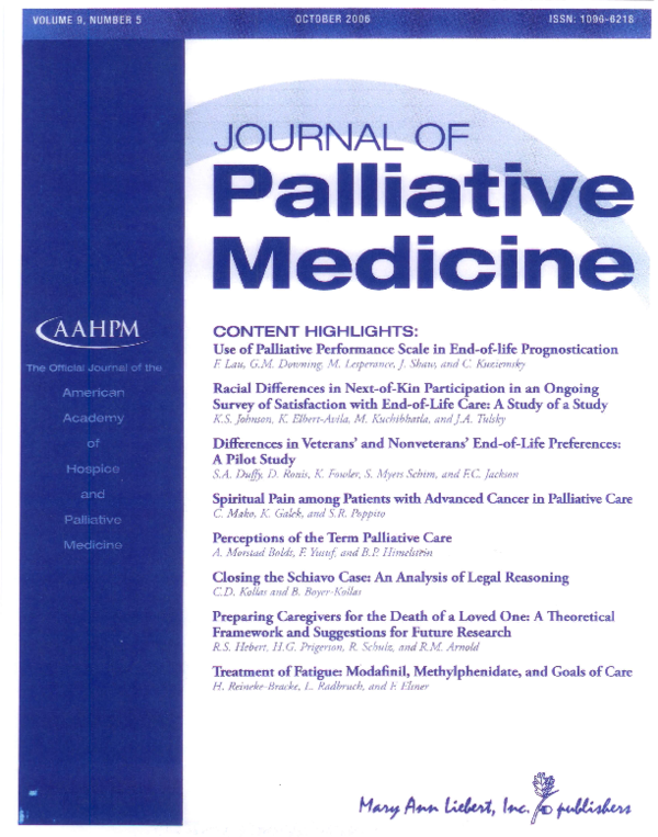 (PDF) Spiritual Pain among Patients with Advanced Cancer in Palliative Care