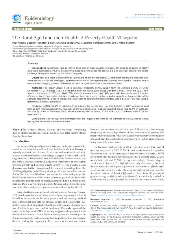 (PDF) The Rural Aged and their Health: A Poverty-Health Viewpoint