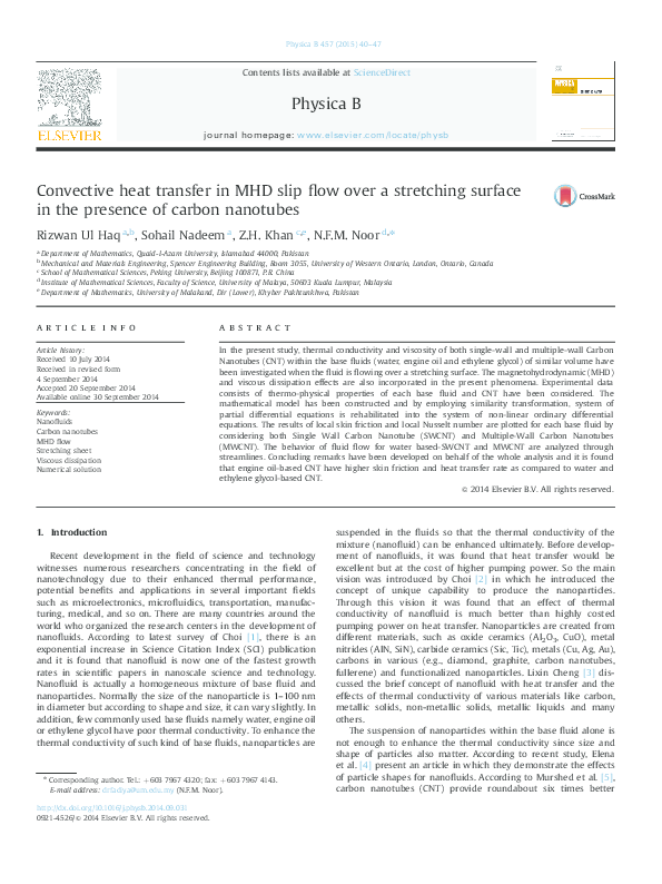 (PDF) Convective Heat Transfer in MHD Slip Flow over a Stretching ...