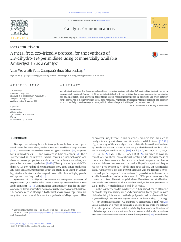 (PDF) A metal free, eco-friendly protocol for the synthesis of 2,3 ...
