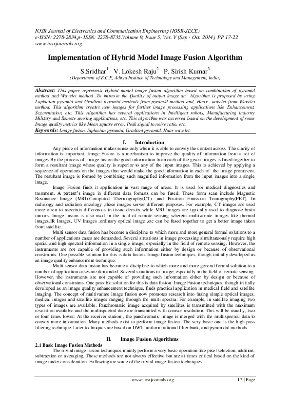 (PDF) Implementation of Hybrid Model Image Fusion Algorithm