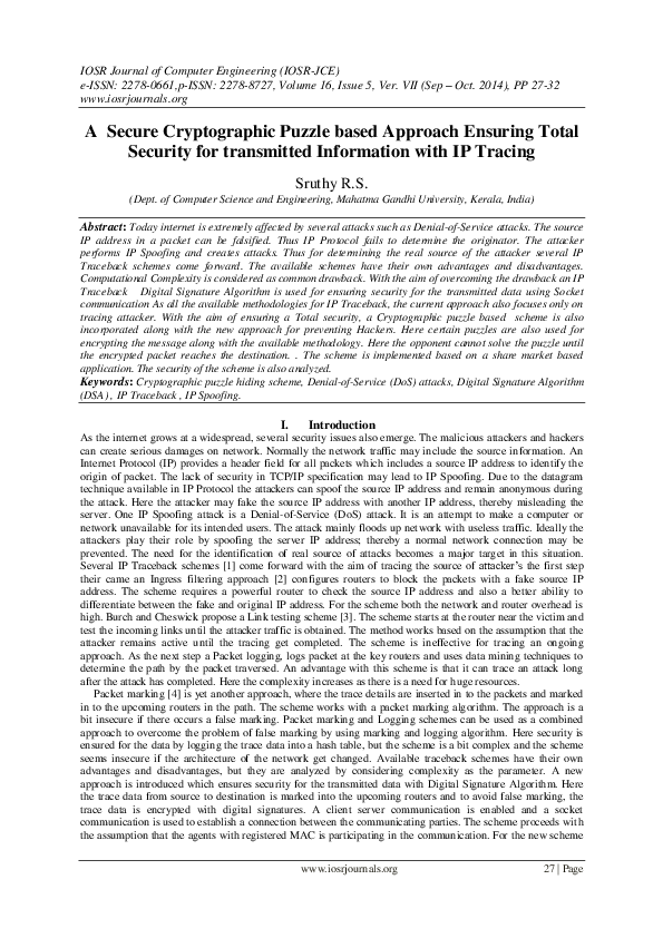 (PDF) A Secure Cryptographic Puzzle based Approach Ensuring Total ...