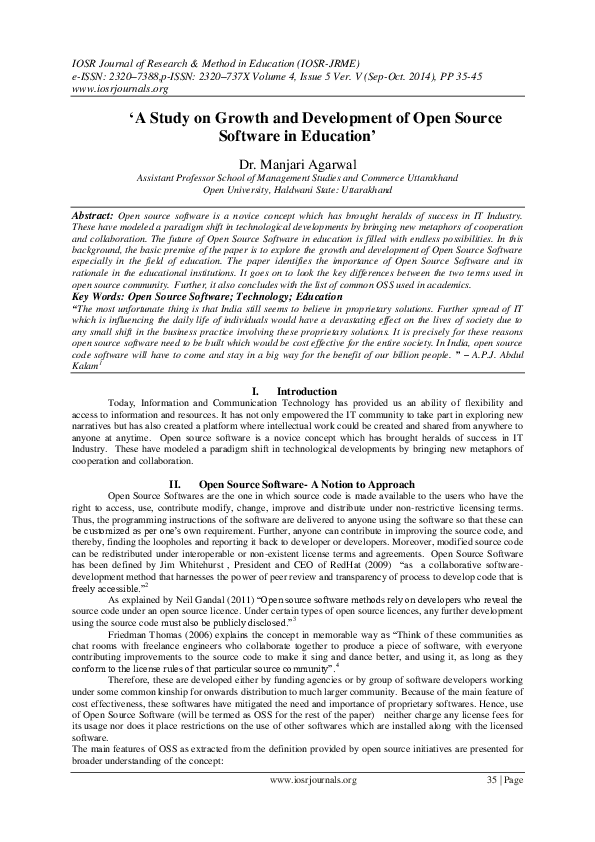 (PDF) ‘A Study on Growth and Development of Open Source Software in ...