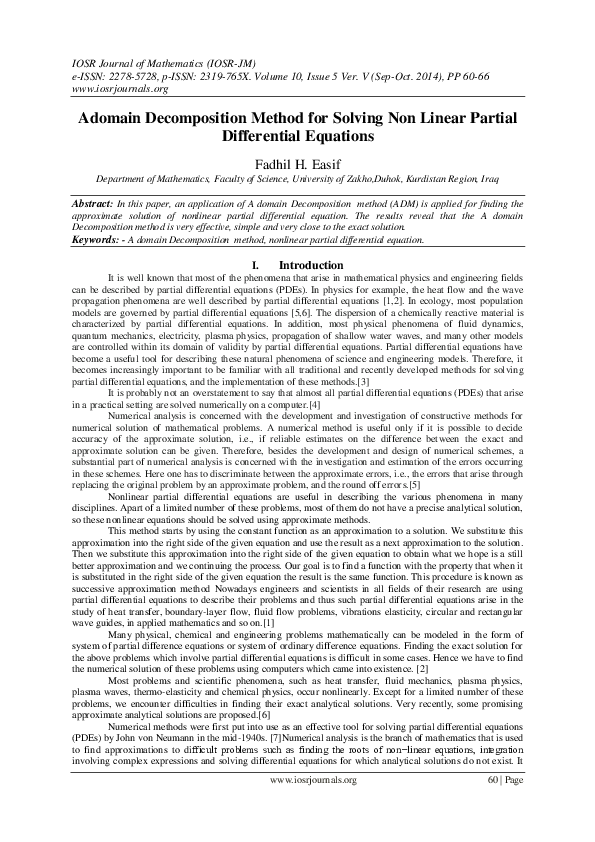 (PDF) Adomain Decomposition Method for Solving Non Linear Partial ...