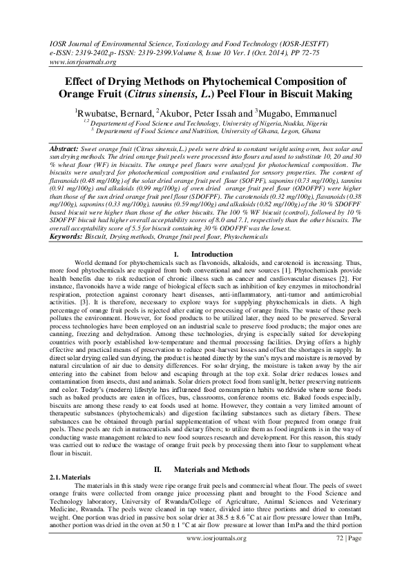(PDF) Effect of Drying Methods on Phytochemical Composition of Orange ...