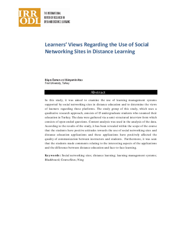 (PDF) Learners’ Views Regarding the Use of Social Networking Sites in ...