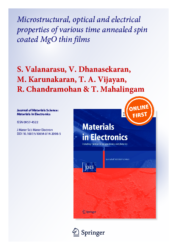 (PDF) Microstructural, optical and electrical properties of various ...