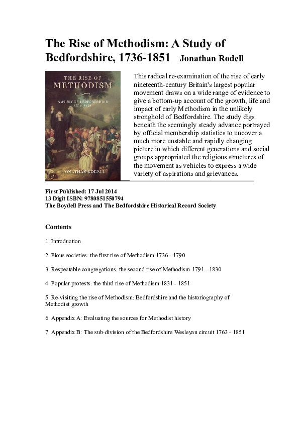 (DOC) The Rise of Methodism: a study of Bedfordshire 1736-1851