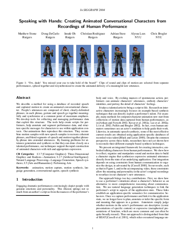 (PDF) Speaking with hands: creating animated conversational characters ...