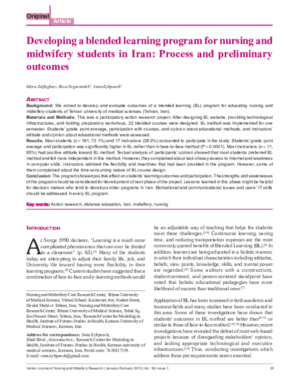 (PDF) Developing a blended learning program for nursing and midwifery ...
