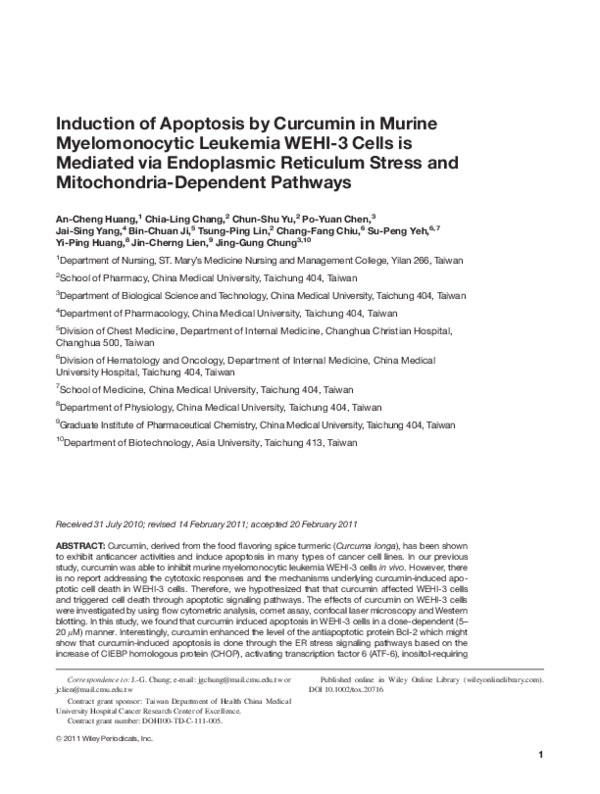 (PDF) Induction of Apoptosis by Curcumin in Murine Myelomonocytic ...