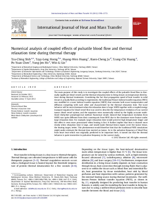 (PDF) Numerical analysis of coupled effects of pulsatile blood flow and ...