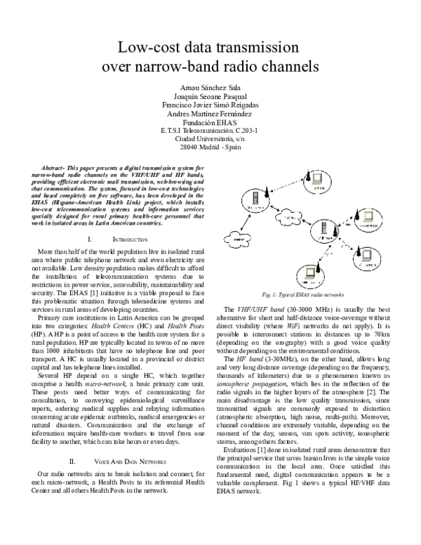 (PDF) Low-cost data transmission over narrow-band radio channels