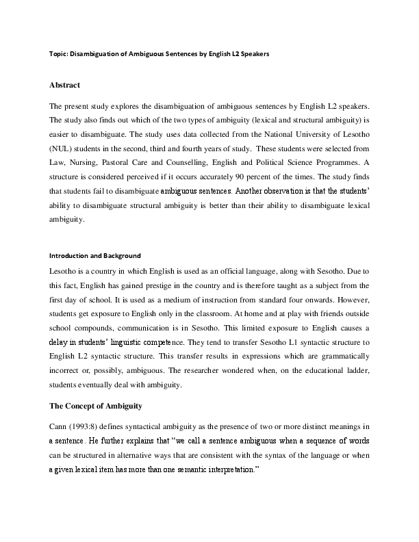 Types of ambiguity picture