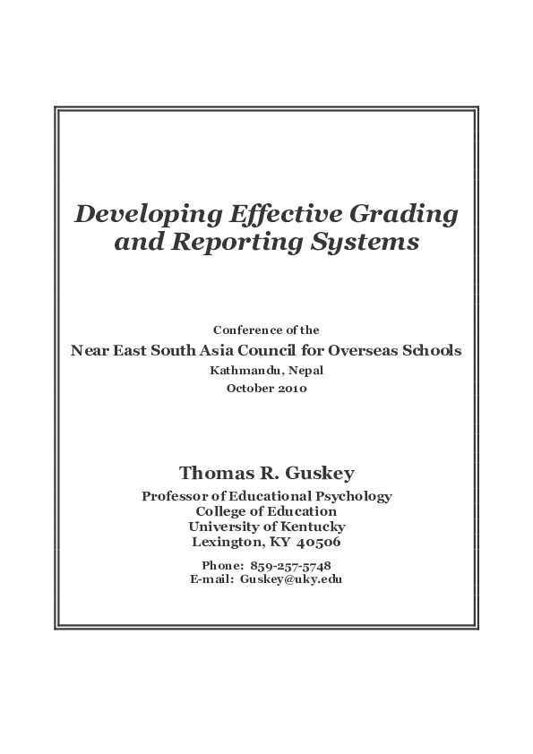 (PDF) Guskey Grading Binder Lester Tom Cruz Academia.edu