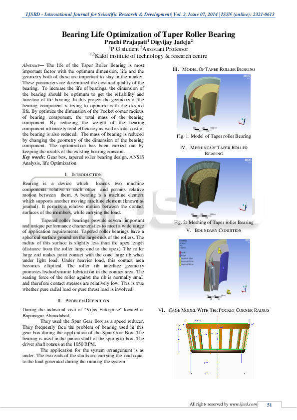 (PDF) Bearing Life Optimization of Taper Roller Bearing IJSRD
