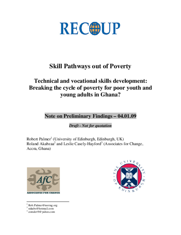 (PDF) Skill Pathways out of Poverty Technical and vocational skills ...