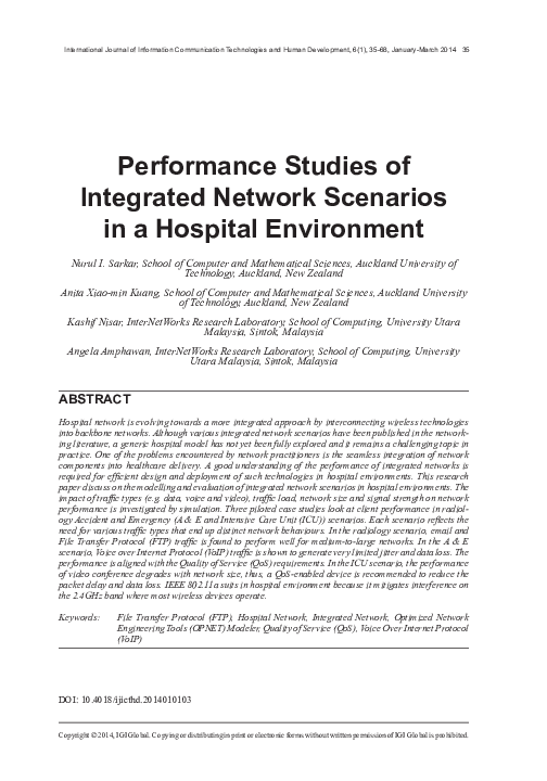 Performance Studies of Integrated Network Scenarios in a Hospital ...