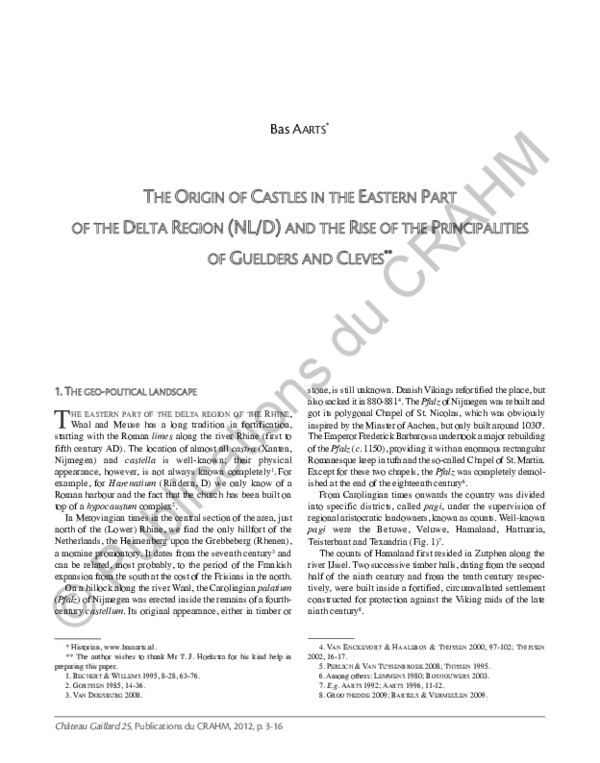 The Origin of Castles in the Eastern Part of the Delta Region (NL/D) and the Rise of the Principalities of Guelders and Cleves (2012)