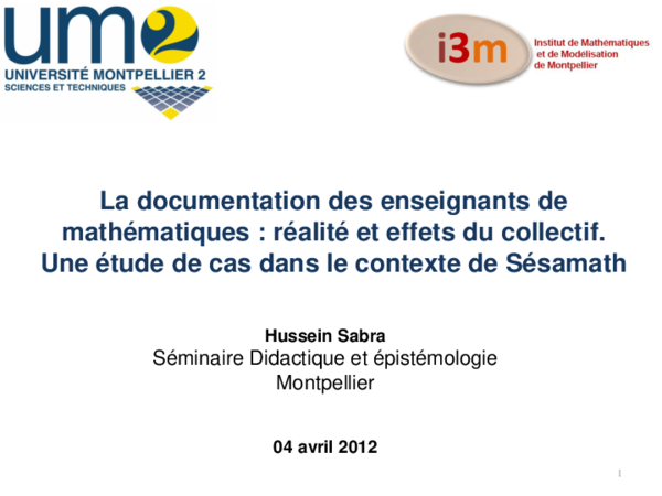 (PDF) La documentation des enseignants de mathématiques : réalité et