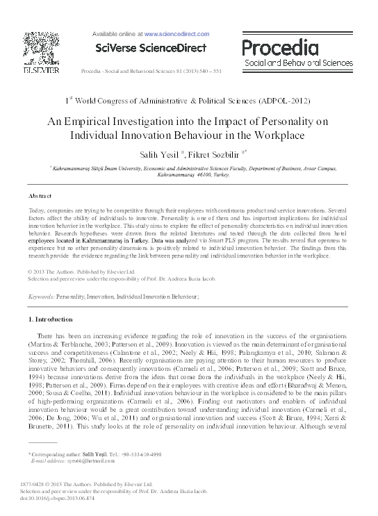 (PDF) An Empirical Investigation into the Impact of Personality on ...