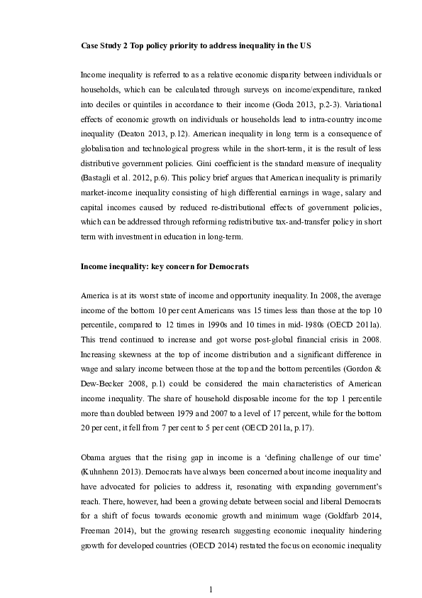 (DOC) Case paper on Addressing American Inequality Sandesh Silpakar