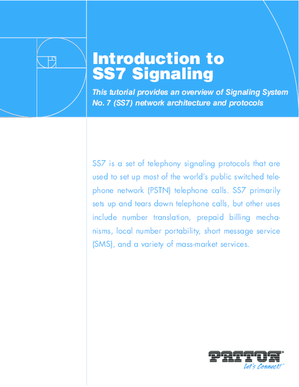 (PDF) SS7 Introduction to SS7 Signaling