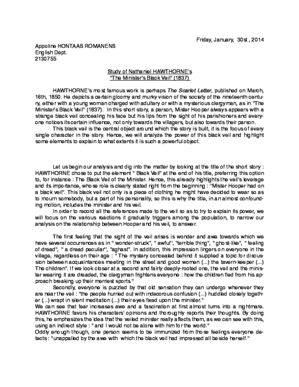 Pdf The Minister S Black Veil Appoline H Romanens Academia Edu
