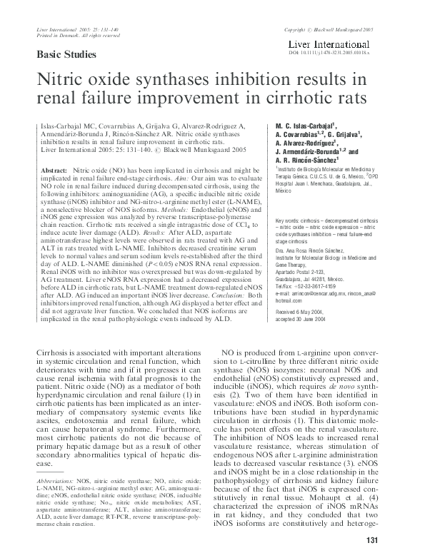 (PDF) Nitric oxide synthases inhibition results in renal failure