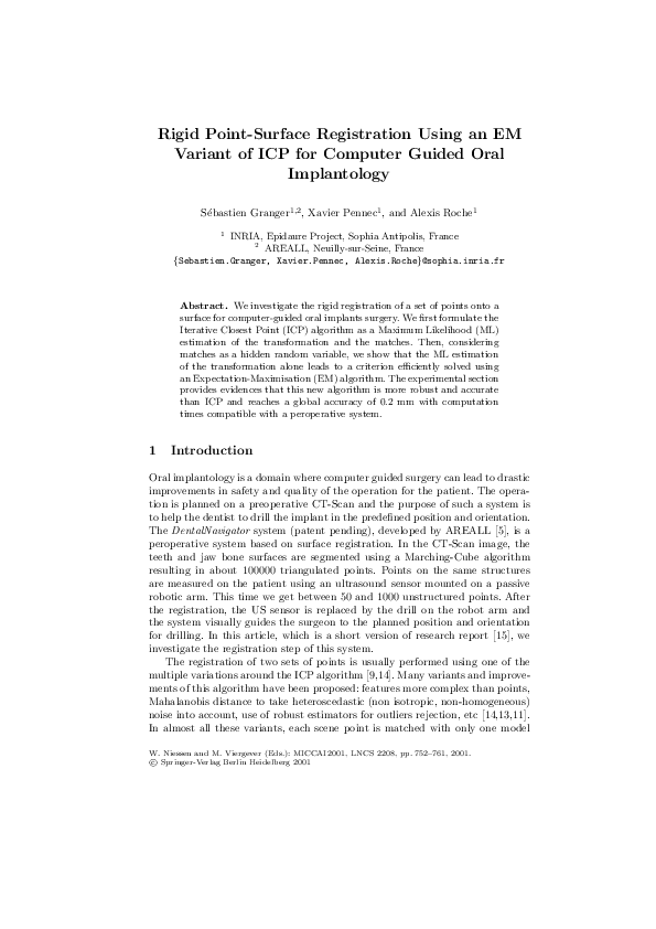 (PDF) Rigid Point-Surface Registration Using an EM Variant of ICP for ...