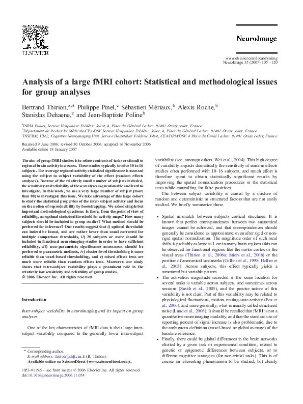 (PDF) Analysis of a large fMRI cohort: Statistical and methodological ...