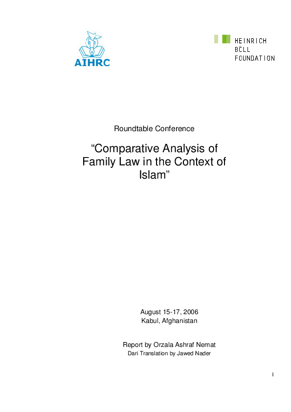 (PDF) ‘Comparative Analysis of Family Law in the context of Islam in ...