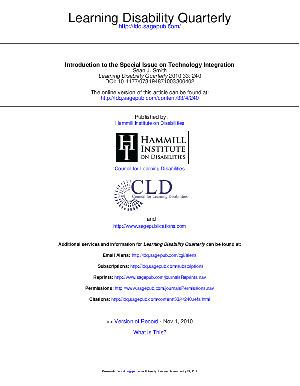 (PDF) Smith, S. J., (2010). Introduction to the special issue on ...