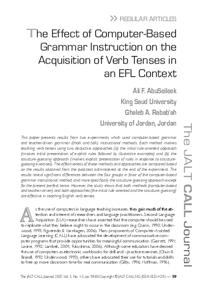 (PDF) The Effect of Computer-Based Grammar Instruction on the ...