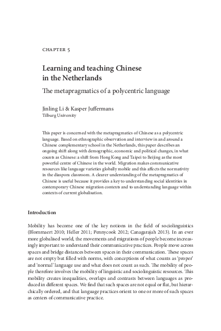 (PDF) Learning and teaching Chinese in the Netherlands: The ...