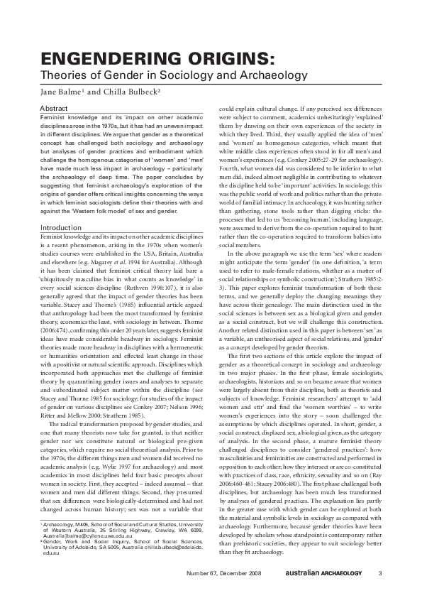 (PDF) Gender in Aboriginal archaeology Recent research Jane Balme