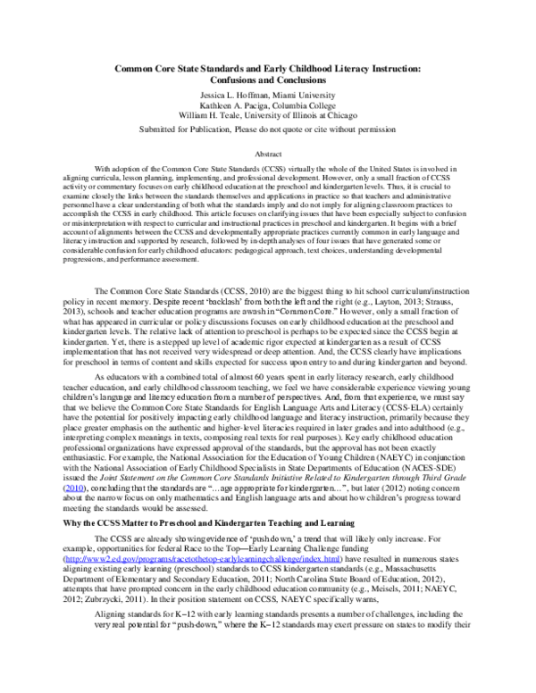 (DOC) Common Core State Standards and Early Childhood Literacy ...