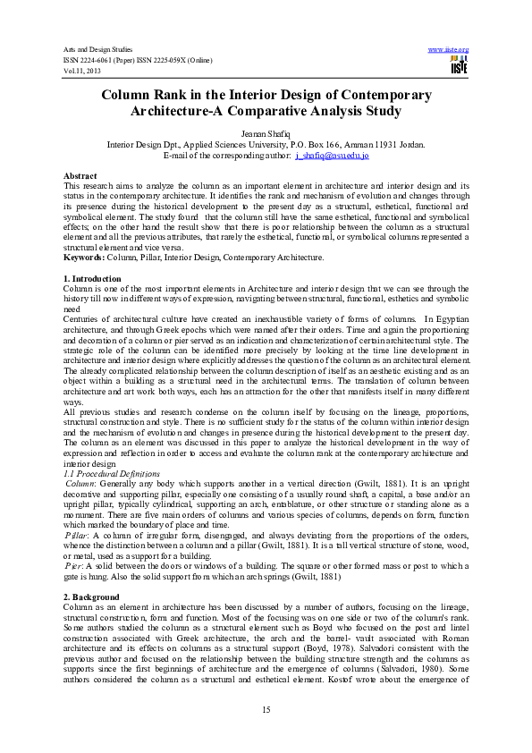 (PDF) Column Rank in The Interionr Design