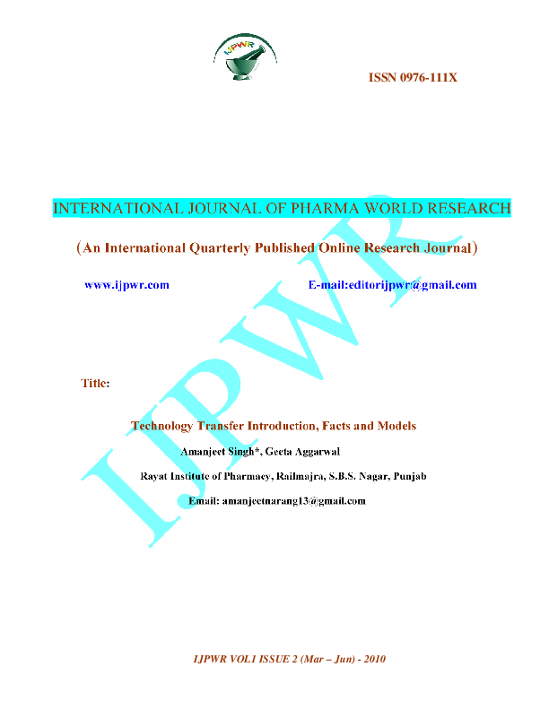 (PDF) Technology Transfer Introduction, Facts and Models (PDF) Technology Transfer Introduction, Facts and Models