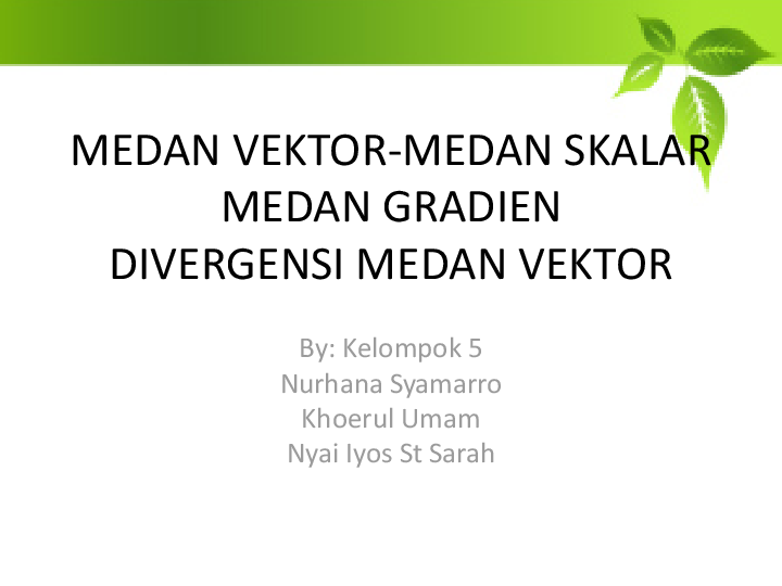 Ppt Medan Vektor Dan Skalar Nyai St S Academia Edu