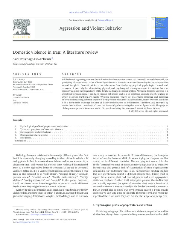 Literature review in domestic violence