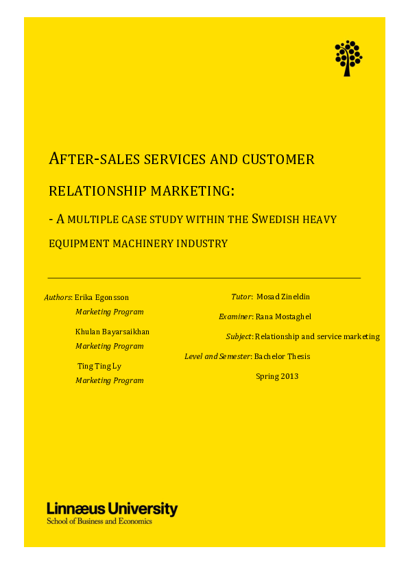 thesis on after sales service