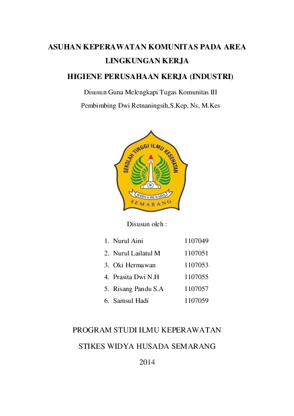 Doc Asuhan Keperawatan Komunitas Pada Komunitas Area Kerja Higiene Industri Nurul Alea Academia Edu